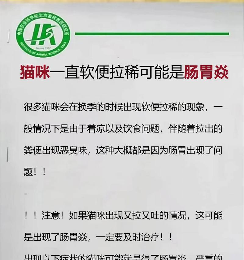 猫咪软便拉稀的原因与治疗方法（探究猫咪软便拉稀的常见原因，为您提供对症下药的治疗方法）